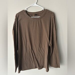 SHEIN Brown and White Striped Top